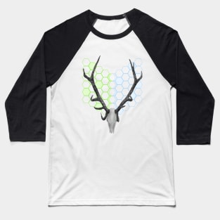 Stag Antlers Hexagon Pattern Baseball T-Shirt